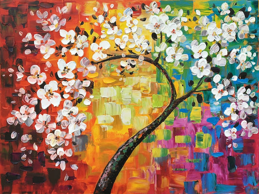 Hand-painted "Abstract Season Flowers Memory" painting Original Canvas Wall art for living room,bedroom,office - Wrapped Canvas Painting