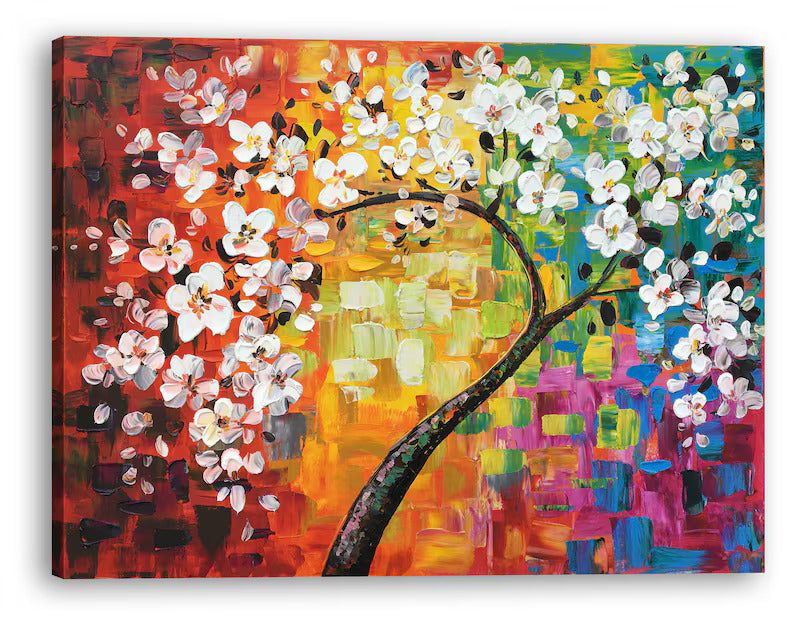 Hand-painted "Abstract Season Flowers Memory" painting Original Canvas Wall art for living room,bedroom,office - Wrapped Canvas Painting