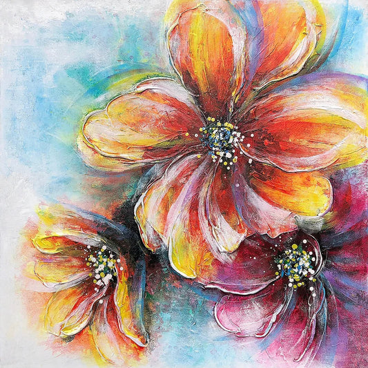 Hand-painted "Flower Memory" painting original Art, Canvas Wall art for living room, bedroom, office - Wrapped Canvas Painting