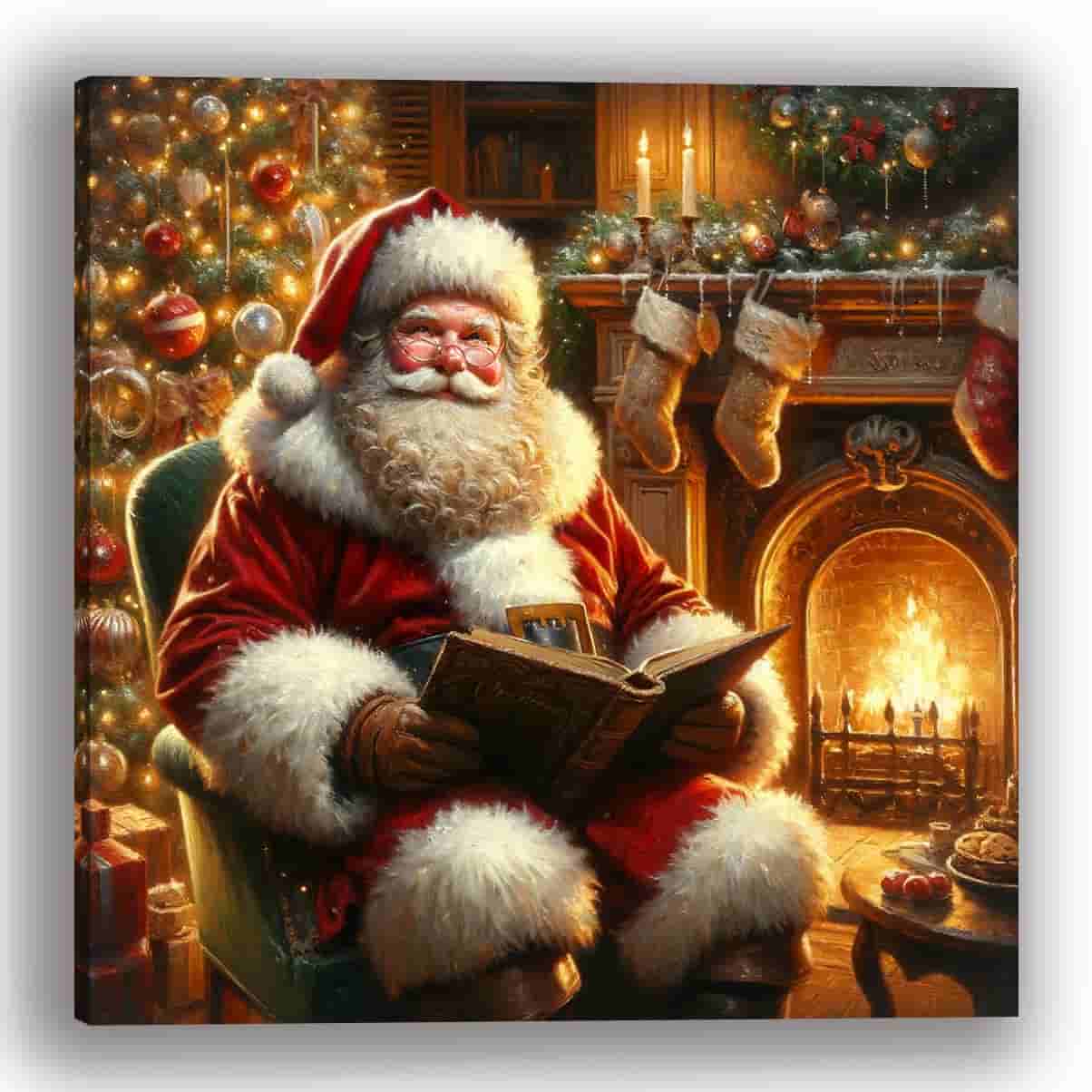 "Heartwarming Holidays" Santa in Candlelight Wall Decor - Wrapped Canvas Art Print