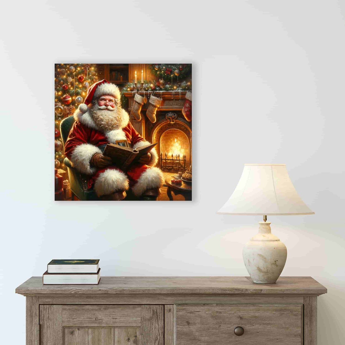 "Heartwarming Holidays" Santa in Candlelight Wall Decor - Wrapped Canvas Art Print