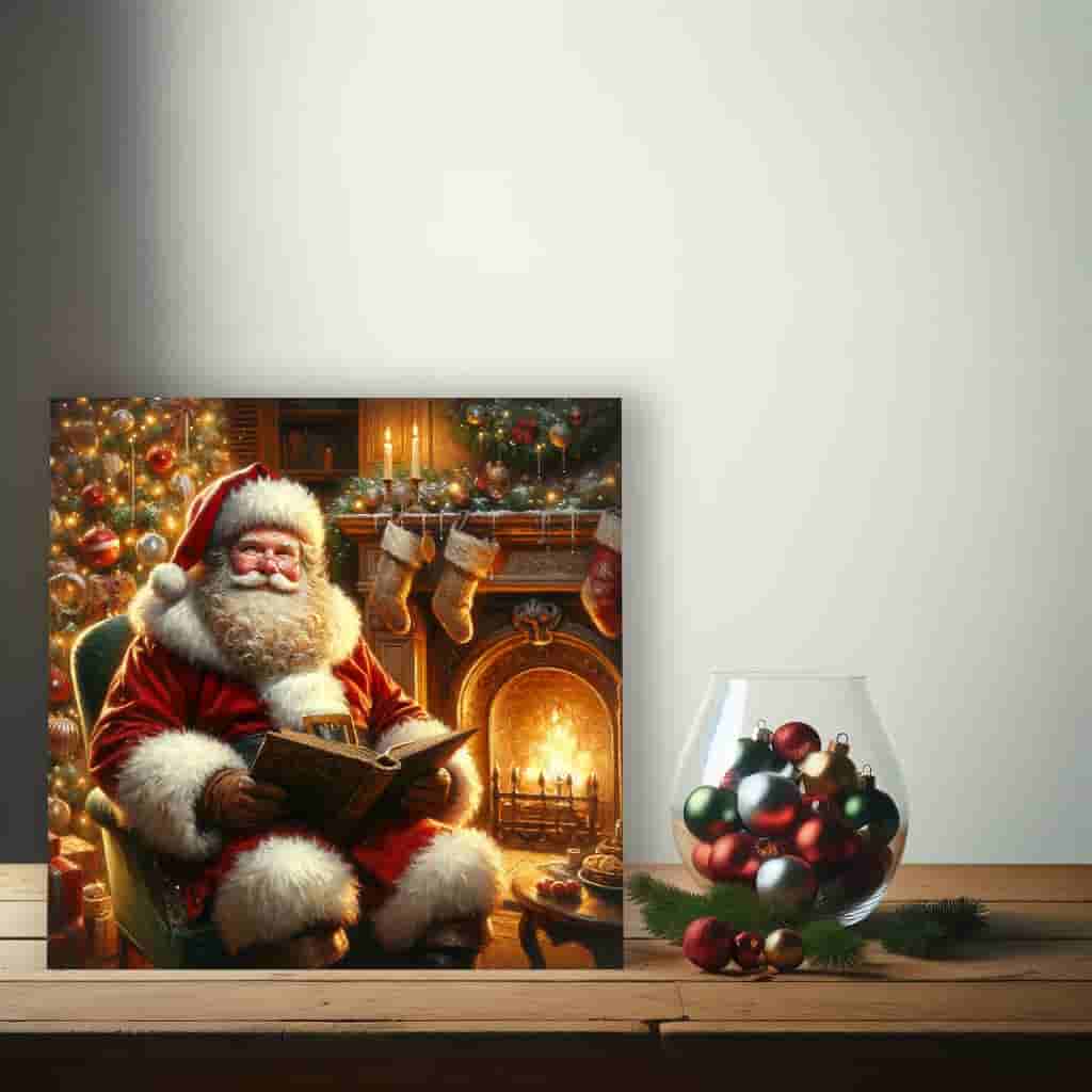 "Heartwarming Holidays" Santa in Candlelight Wall Decor - Wrapped Canvas Art Print