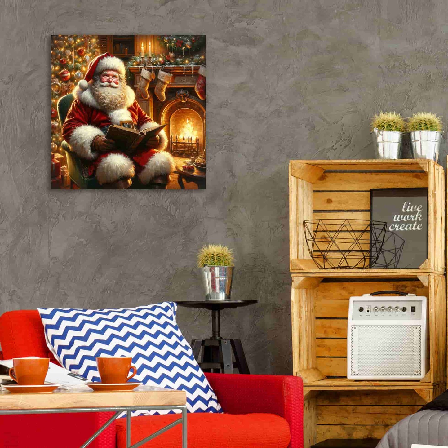 "Heartwarming Holidays" Santa in Candlelight Wall Decor - Wrapped Canvas Art Print