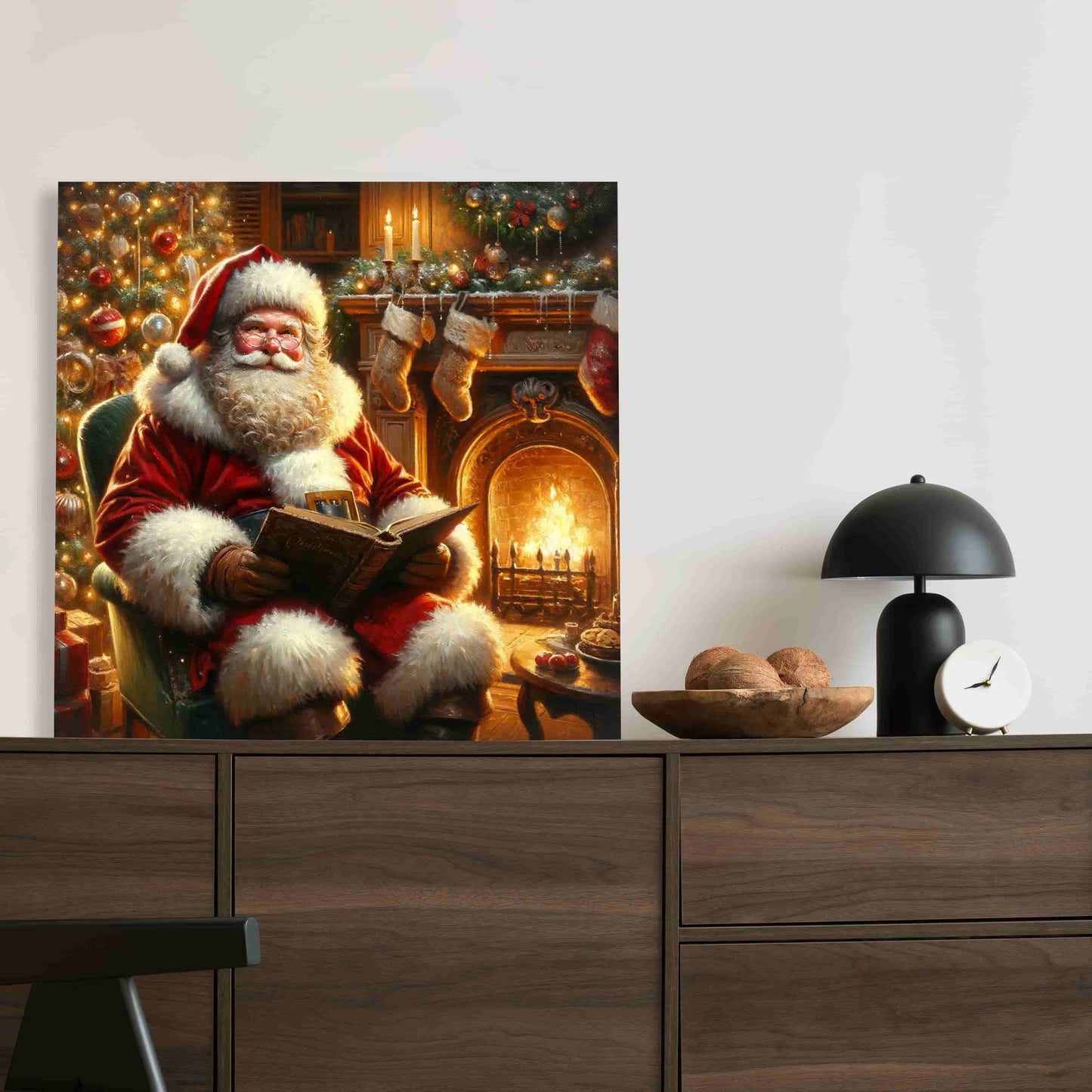 "Heartwarming Holidays" Santa in Candlelight Wall Decor - Wrapped Canvas Art Print