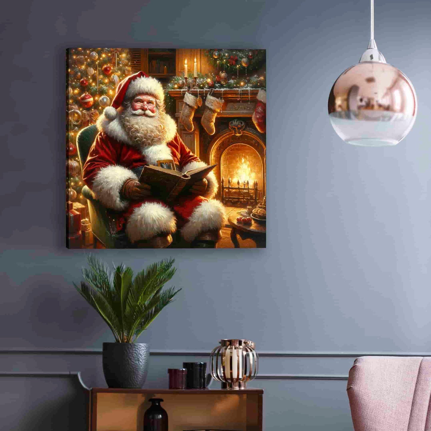 "Heartwarming Holidays" Santa in Candlelight Wall Decor - Wrapped Canvas Art Print