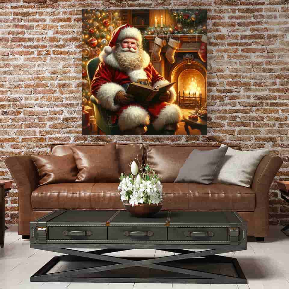 "Heartwarming Holidays" Santa in Candlelight Wall Decor - Wrapped Canvas Art Print