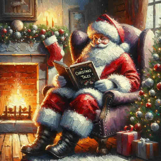 Yuletide Stories by the Hearth - Wrapped Canvas wall Art Prints