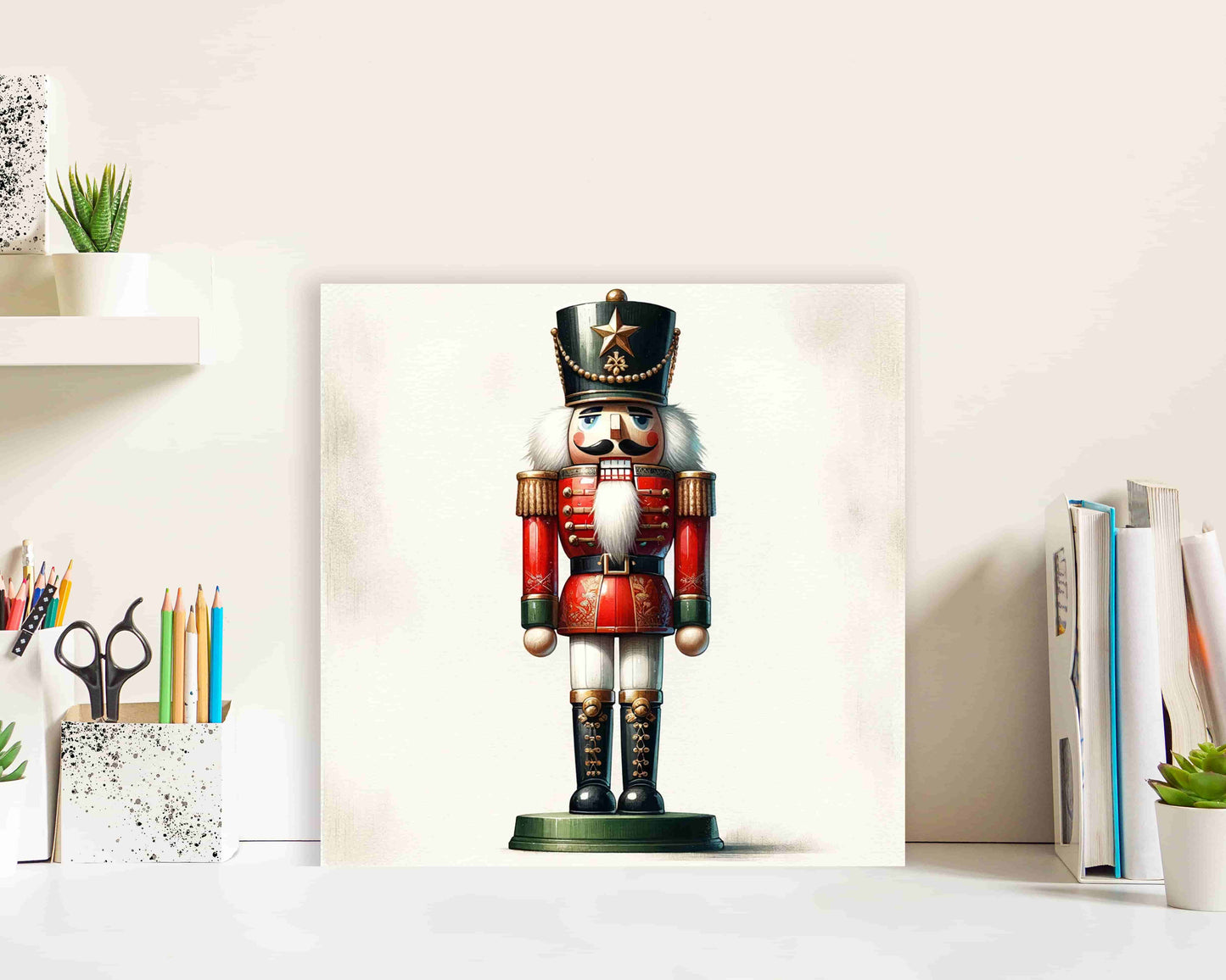"Guardian of Festive Tales - Classic Nutcracker" Wrapped Canvas wall Art Prints