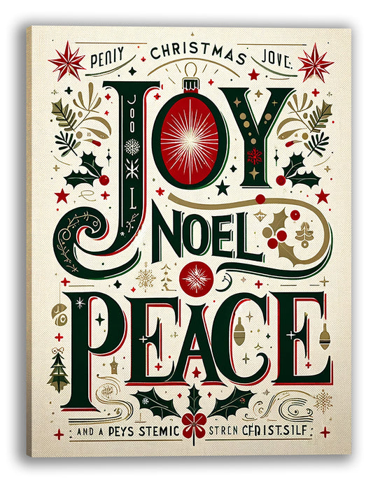 "Festive Typographic Cheer - Holiday Words" wrapped Canvas Art Prints