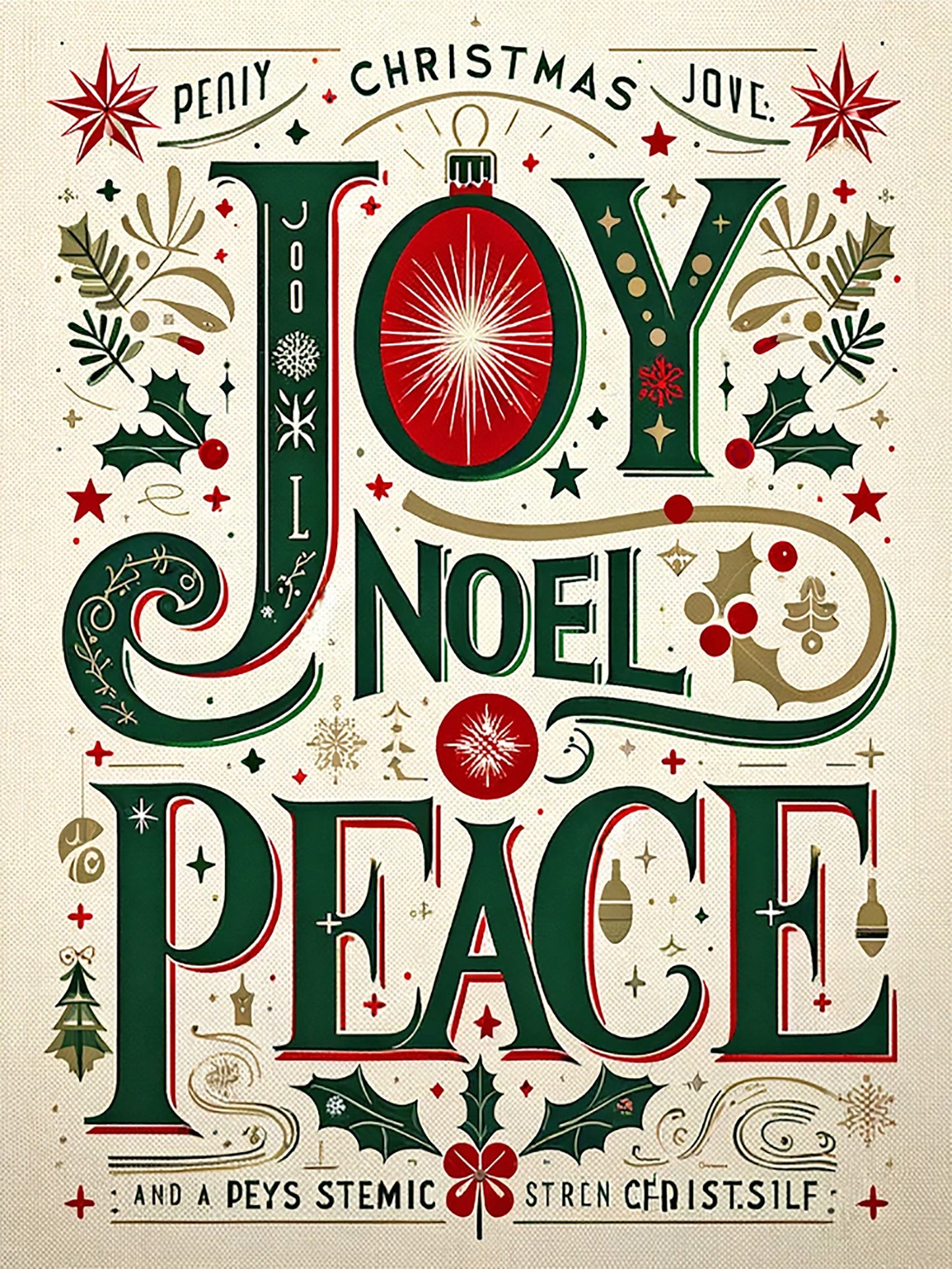 "Festive Typographic Cheer - Holiday Words" wrapped Canvas Art Prints