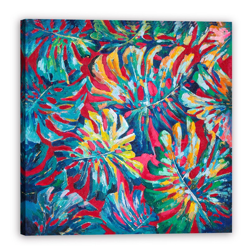 Hand-painted "Rainforest Memory" Oil painting original art, Canvas Wall art for living room, entryway, office - Wrapped Canvas Painting