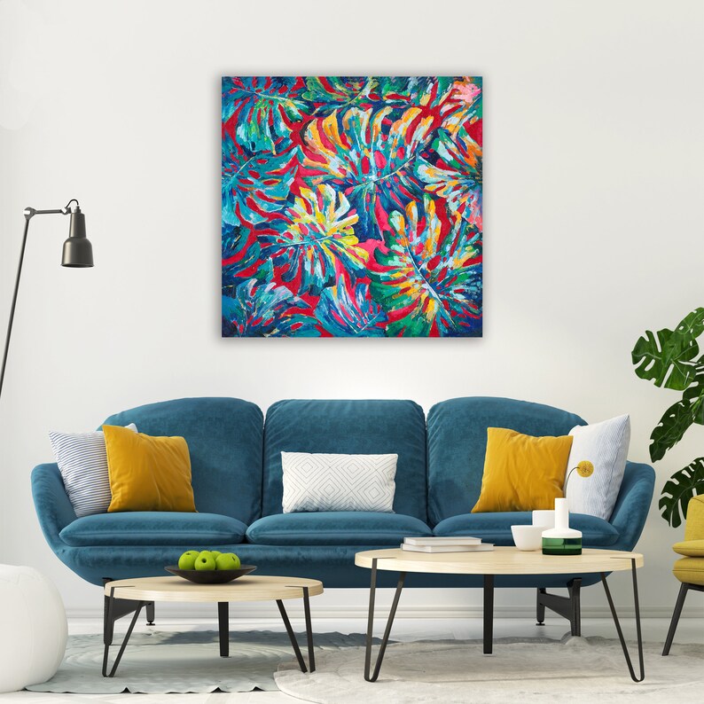 Hand-painted "Rainforest Memory" Oil painting original art, Canvas Wall art for living room, entryway, office - Wrapped Canvas Painting