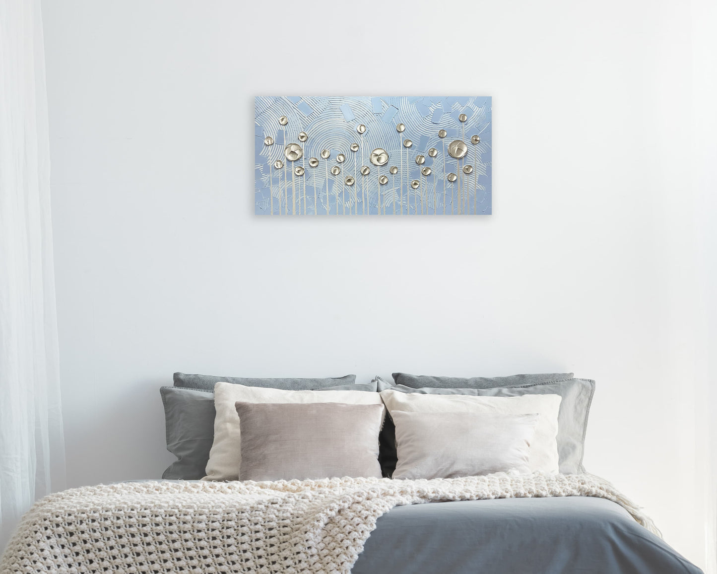Abstract Art "Blooms at Dawn" Hand-painted on Wrapped Canvas for Home Decor