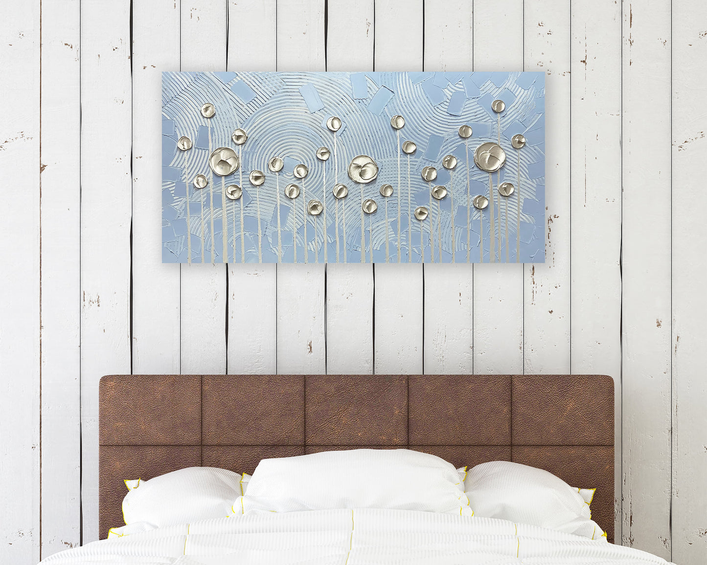 Abstract Art "Blooms at Dawn" Hand-painted on Wrapped Canvas for Home Decor