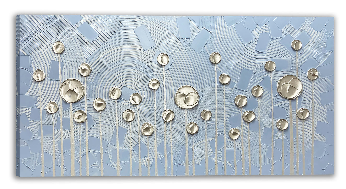 Abstract Art "Blooms at Dawn" Hand-painted on Wrapped Canvas for Home Decor