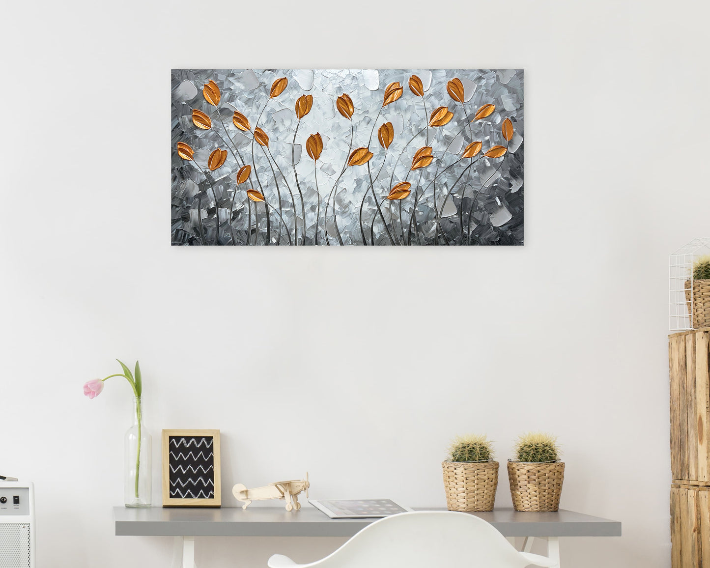 Abstract Art "Fall's Echo" Hand-painted on Wrapped Canvas for Home Decor