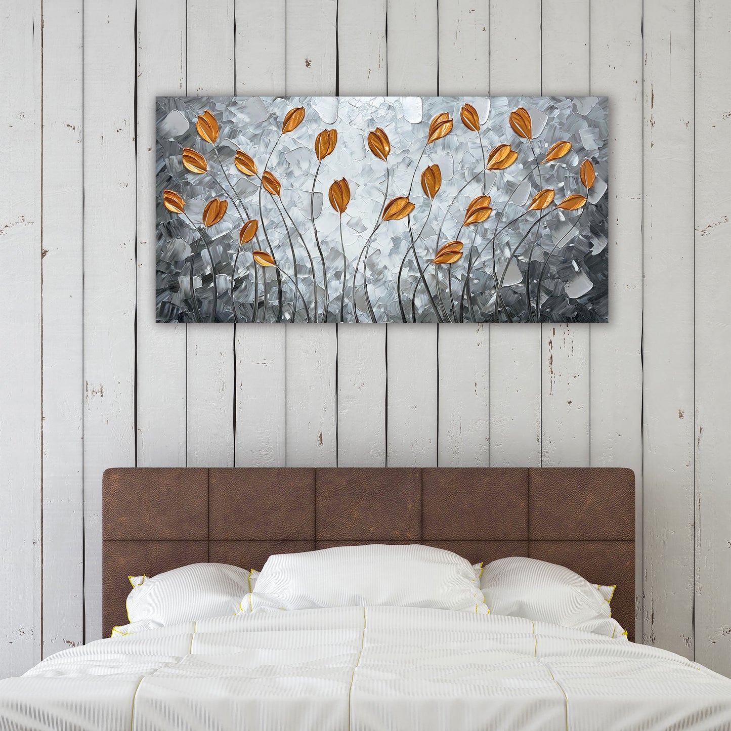 Abstract Art "Fall's Echo" Hand-painted on Wrapped Canvas for Home Decor
