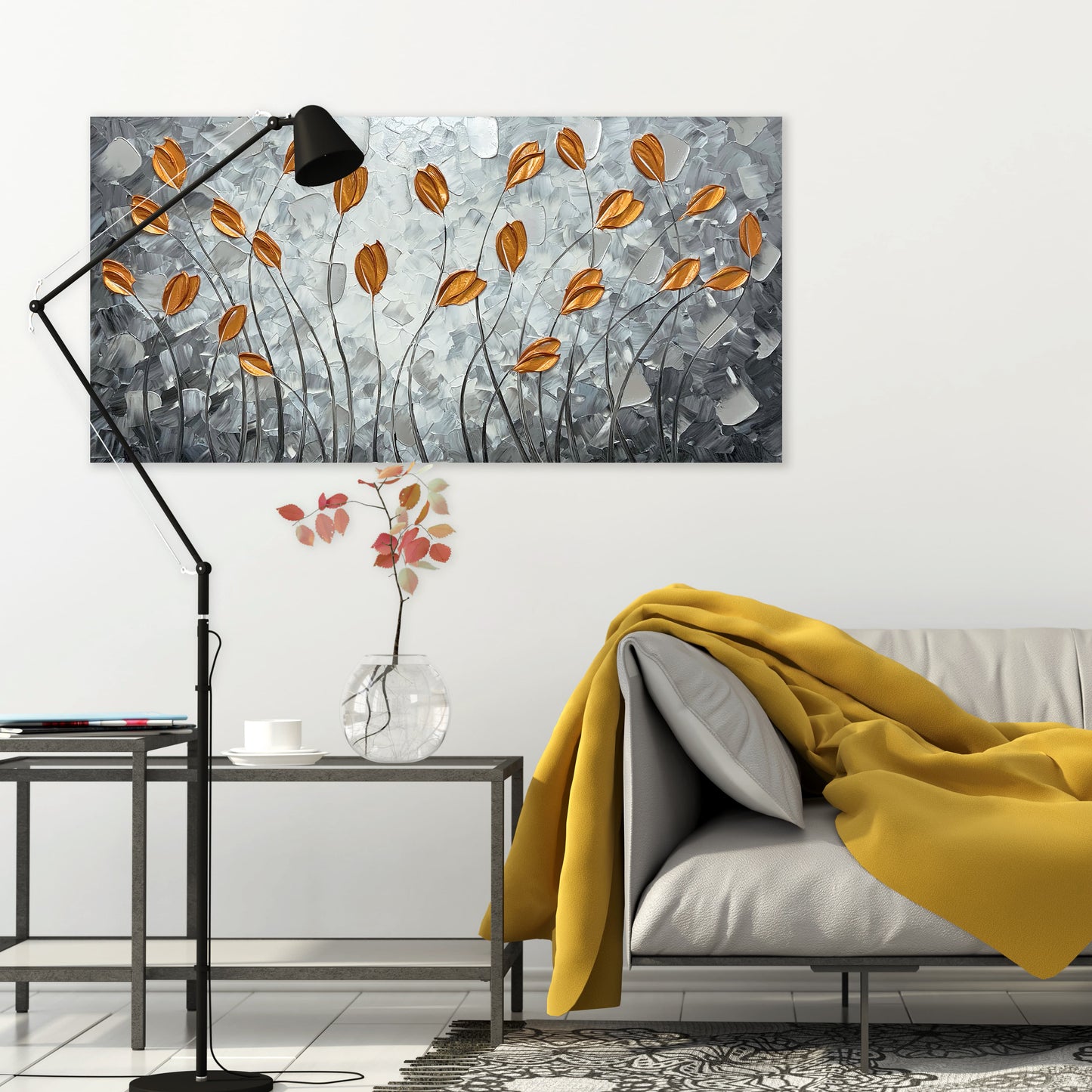 Abstract Art "Fall's Echo" Hand-painted on Wrapped Canvas for Home Decor
