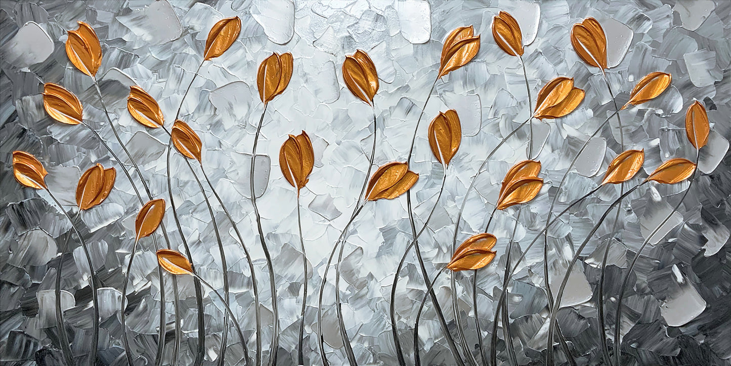 Abstract Art "Fall's Echo" Hand-painted on Wrapped Canvas for Home Decor
