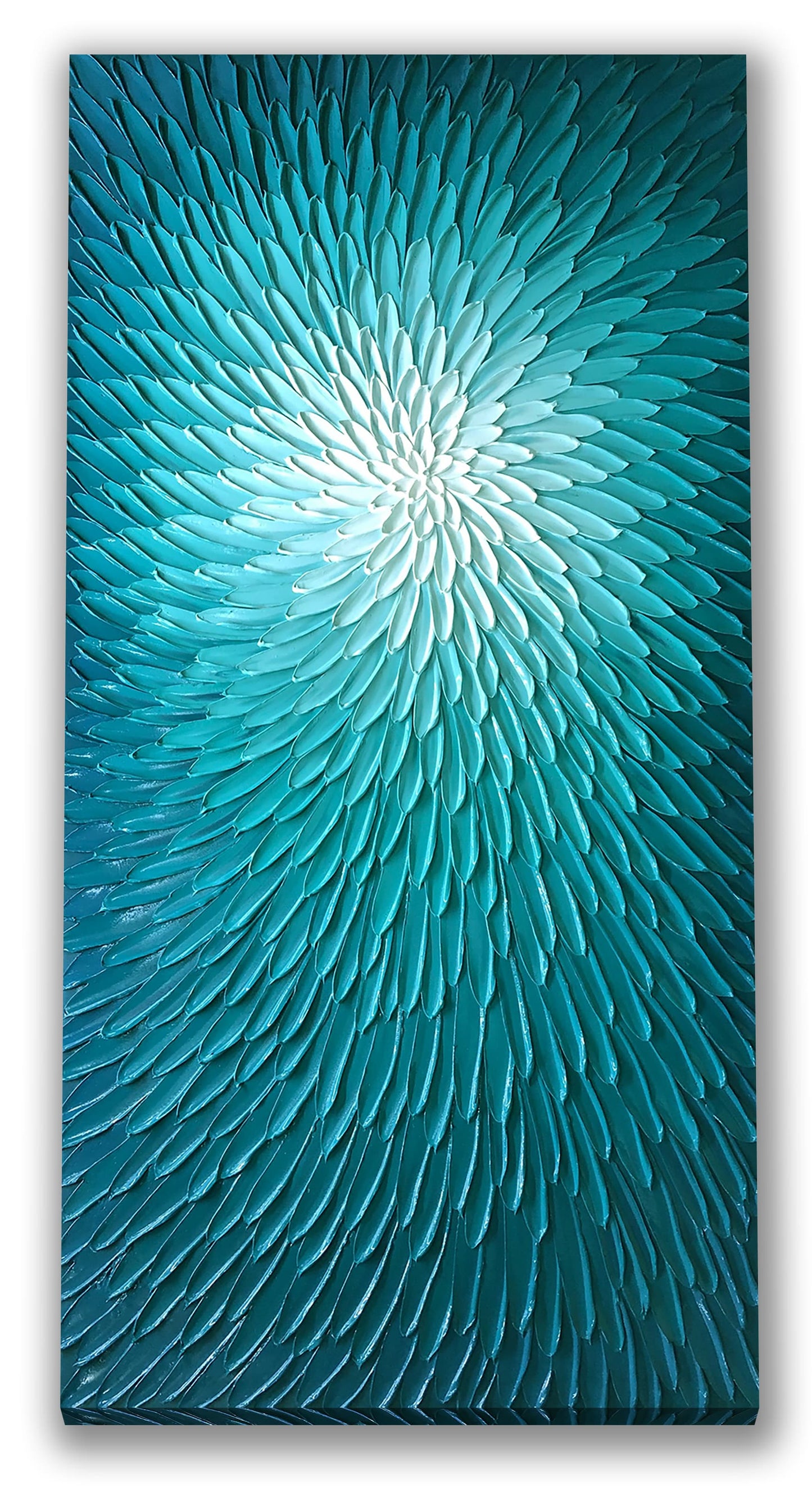"Aquatic Bloom" hand-painted on wrapped canvas, wall art for Home decor