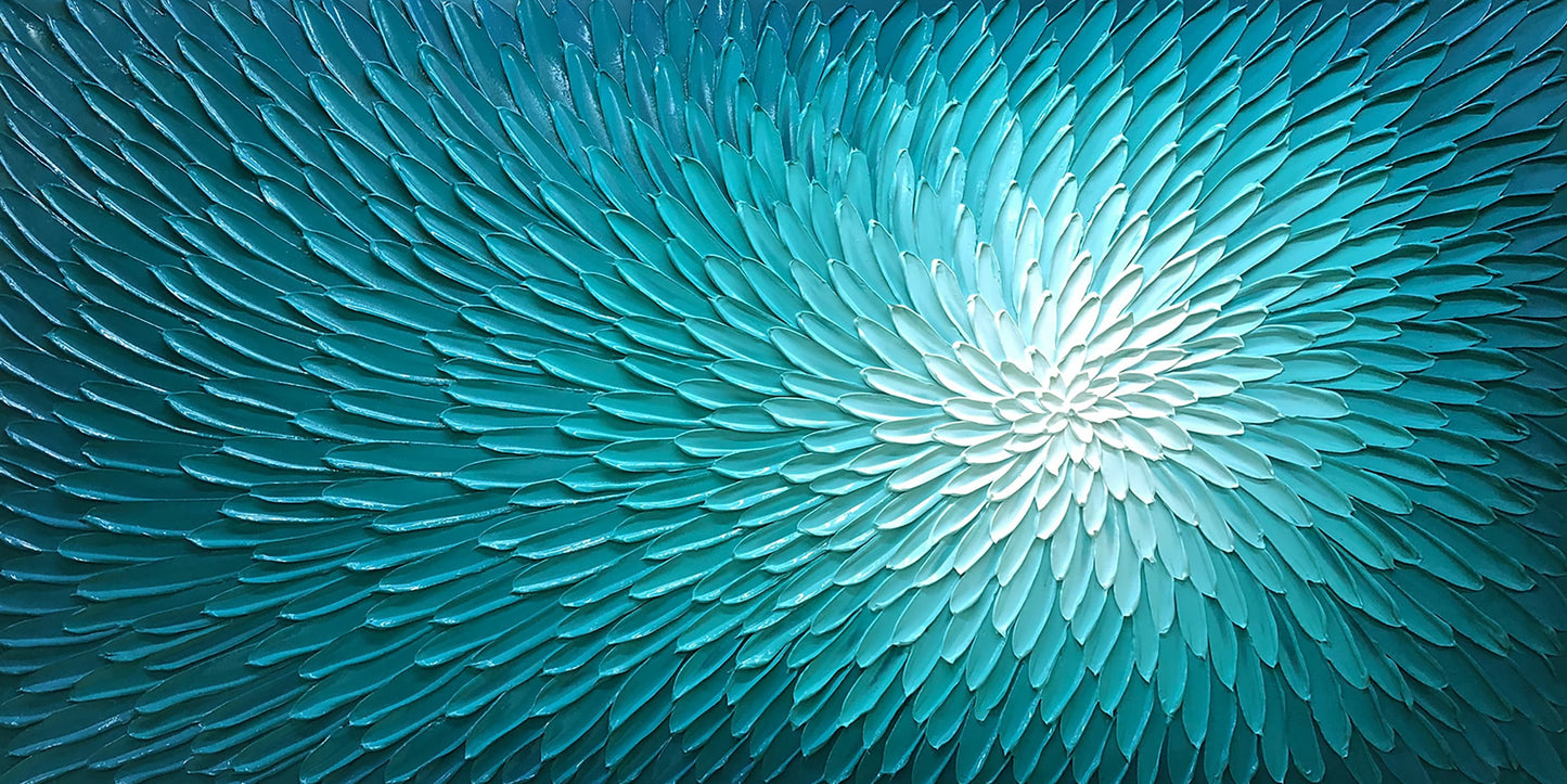 "Aquatic Bloom" hand-painted on wrapped canvas, wall art for Home decor