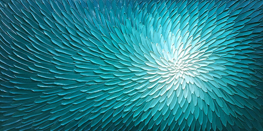 "Aquatic Bloom" hand-painted on wrapped canvas, wall art for Home decor