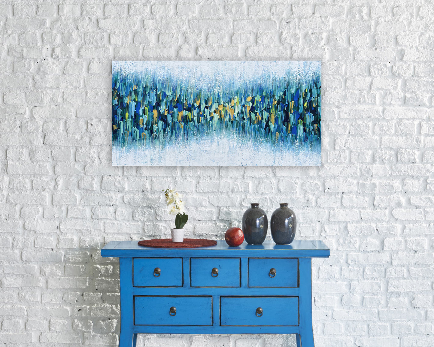 Hand-Painted 'Blue Haven' - Abstract Canvas Art for Home Decor