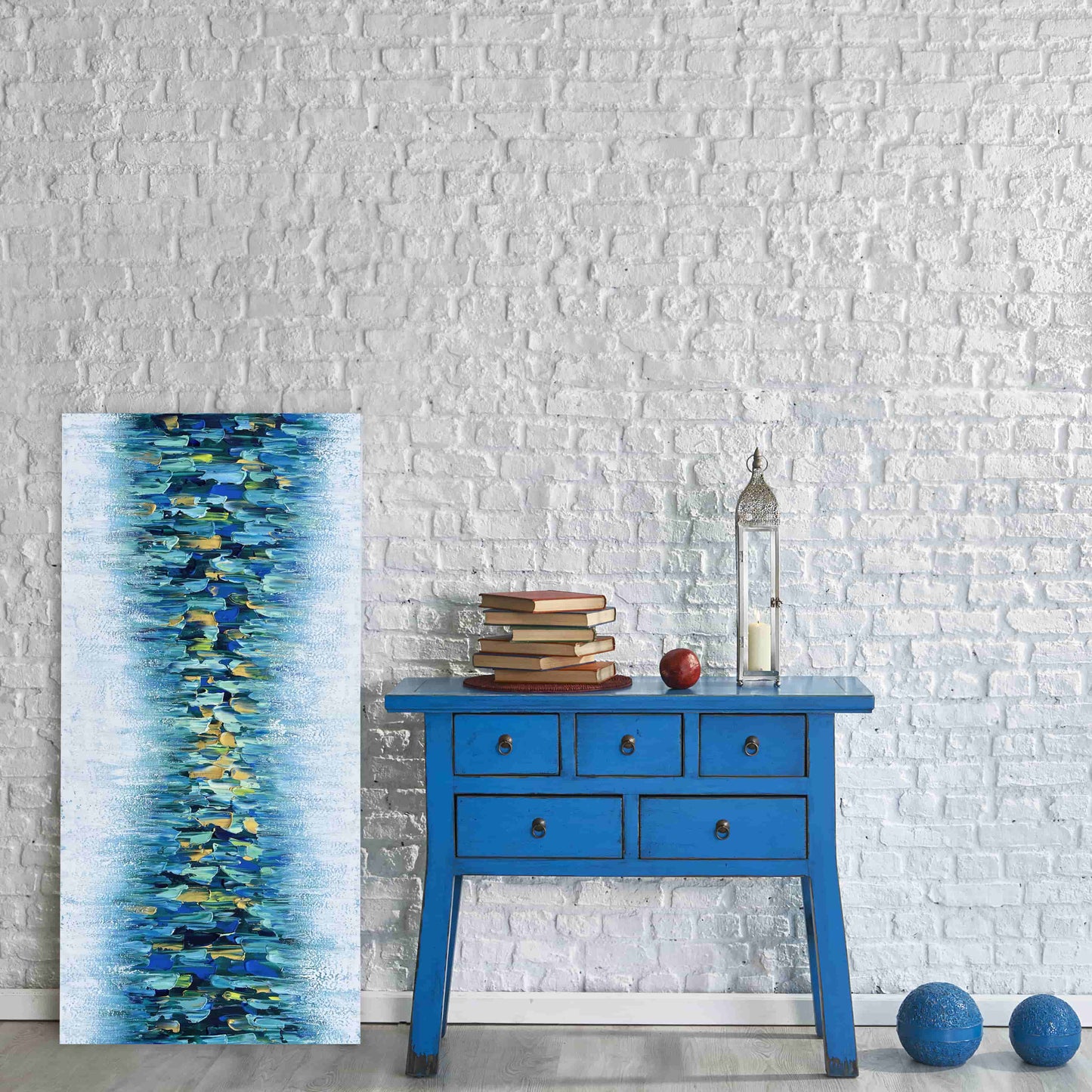 Hand-Painted 'Blue Haven' - Abstract Canvas Art for Home Decor