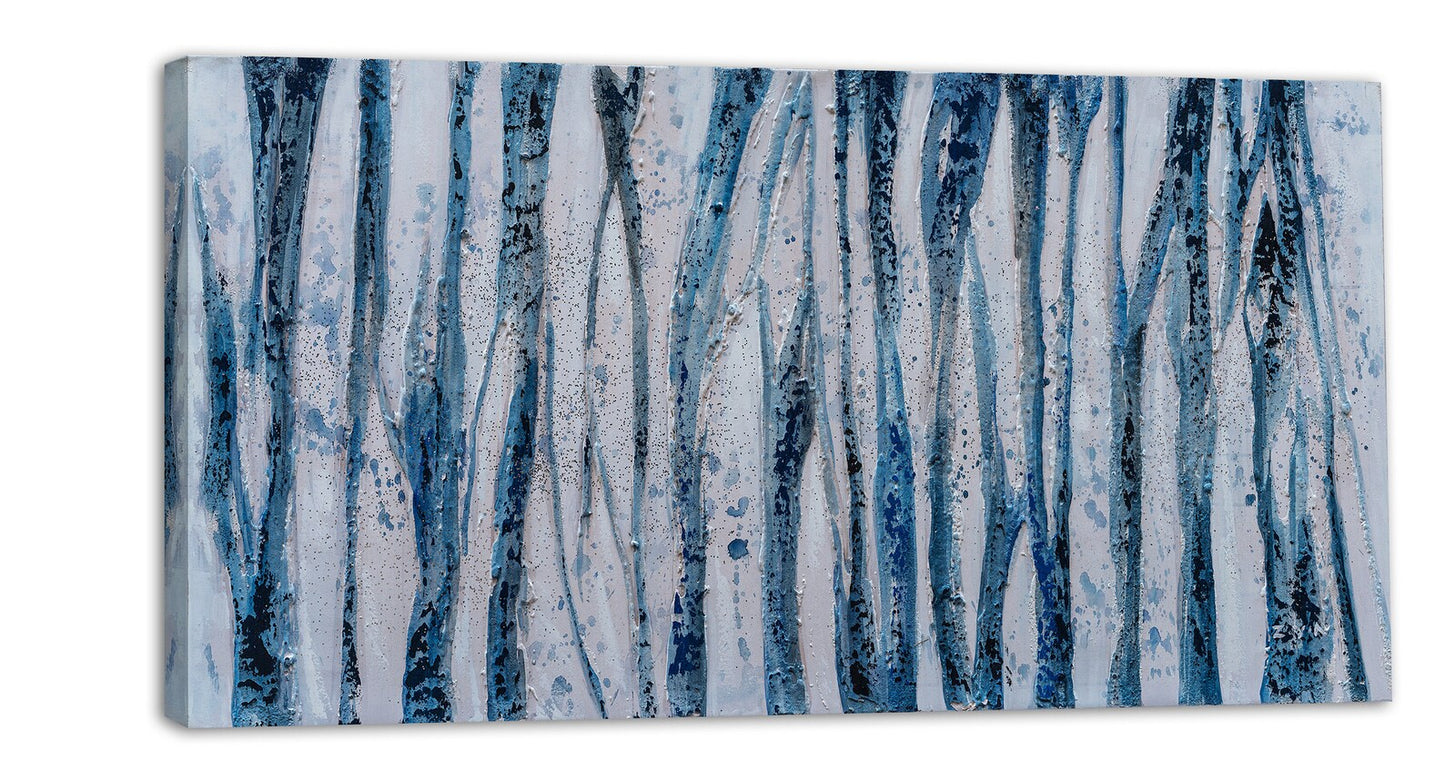 Hand-painted "Blue Abstract Water" Oil painting original, Wall Art for living room, bedroom, office,entryway - Wrapped Canvas Painting