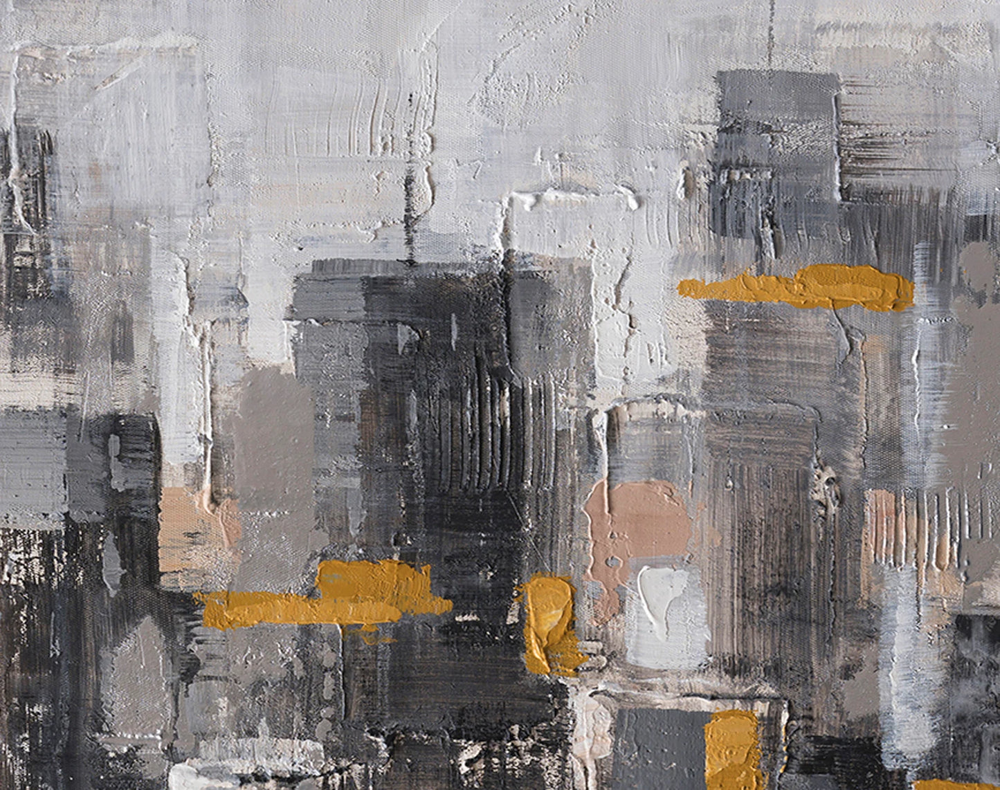 Hand Painted Art "Abstract golden light" Modern oil painting original, Wall art for living room, Office, Entryway - Wrapped Canvas Painting