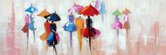 Hand Painted Floral Canvas Artwork, Home Art, Modern Art "Rain in New York" - Wrapped Canvas Painting