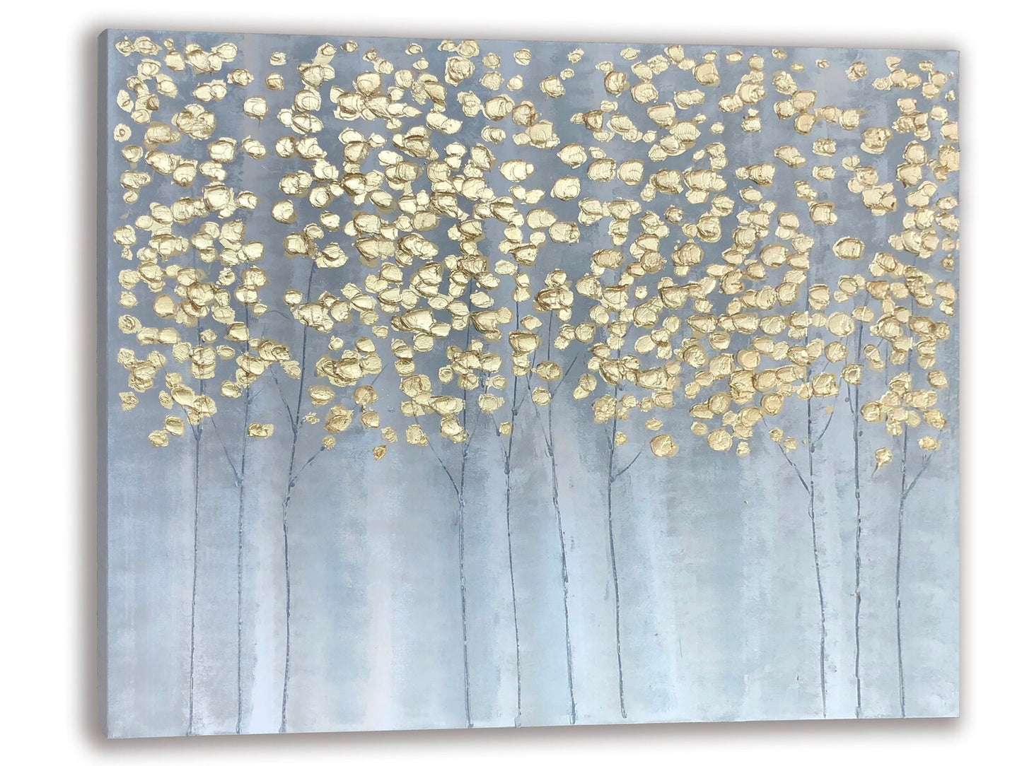 Hand-painted "Luxury Golden Forest" oil painting, Canvas Art wall for living room bedroom Office - Wrapped Canvas Painting