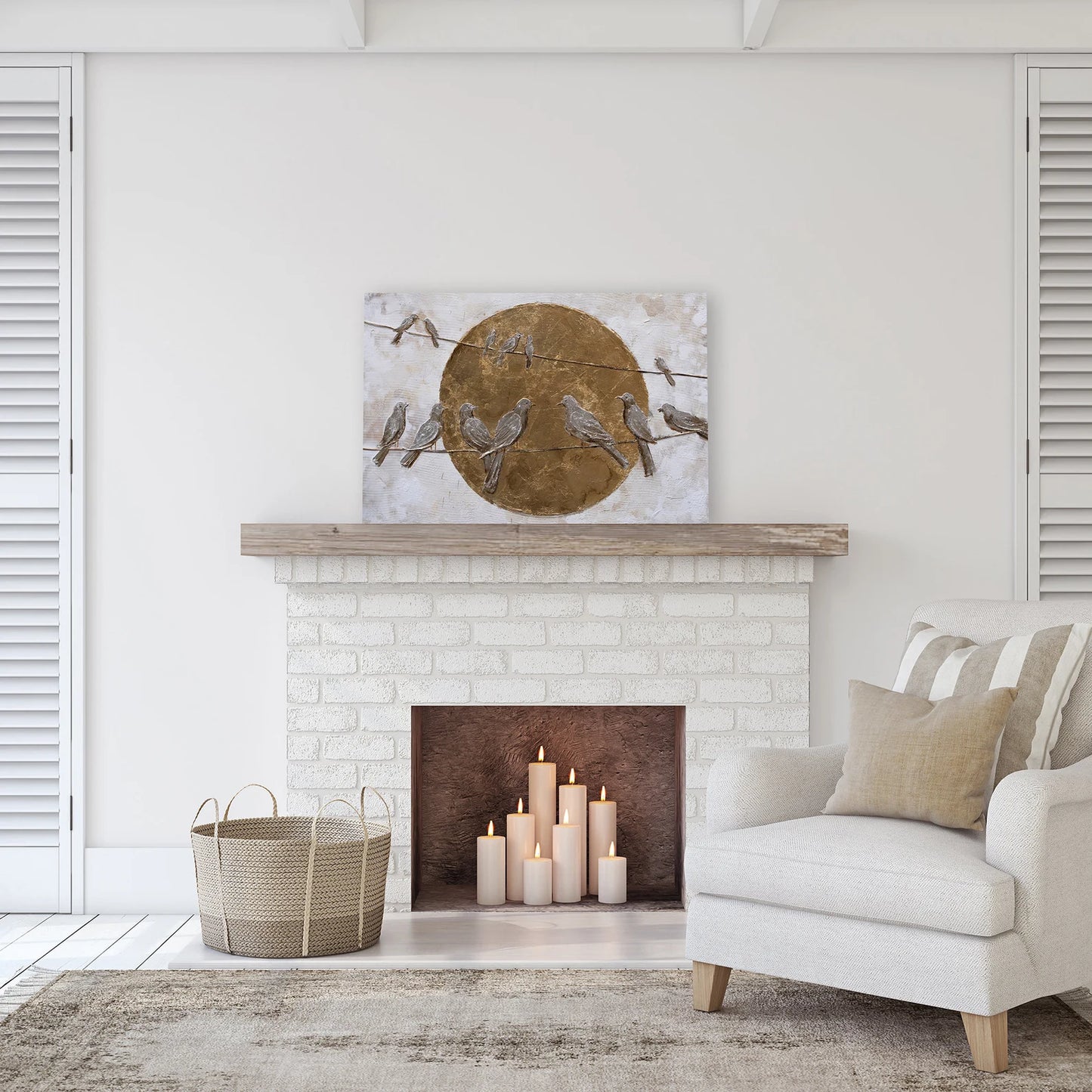Hand-painted Abstract Art "Golden Moon" painting on canvas original, Canvas art for living room, bedroom, Office - Wrapped Canvas Painting