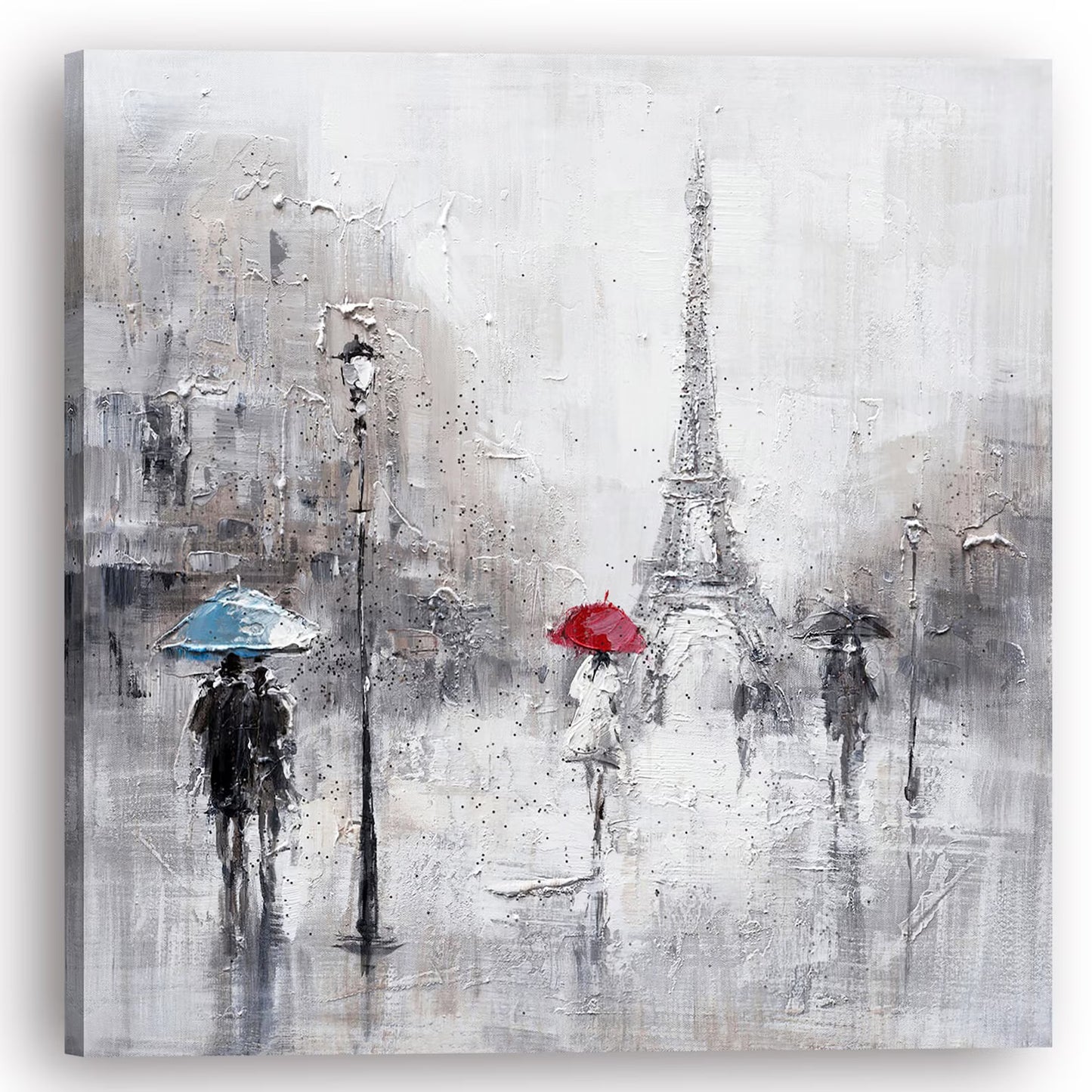 Original modern art "Today's Trip-Paris in the Rain" Hand-painted oil painting Canvas Wall art - Wrapped Canvas Painting