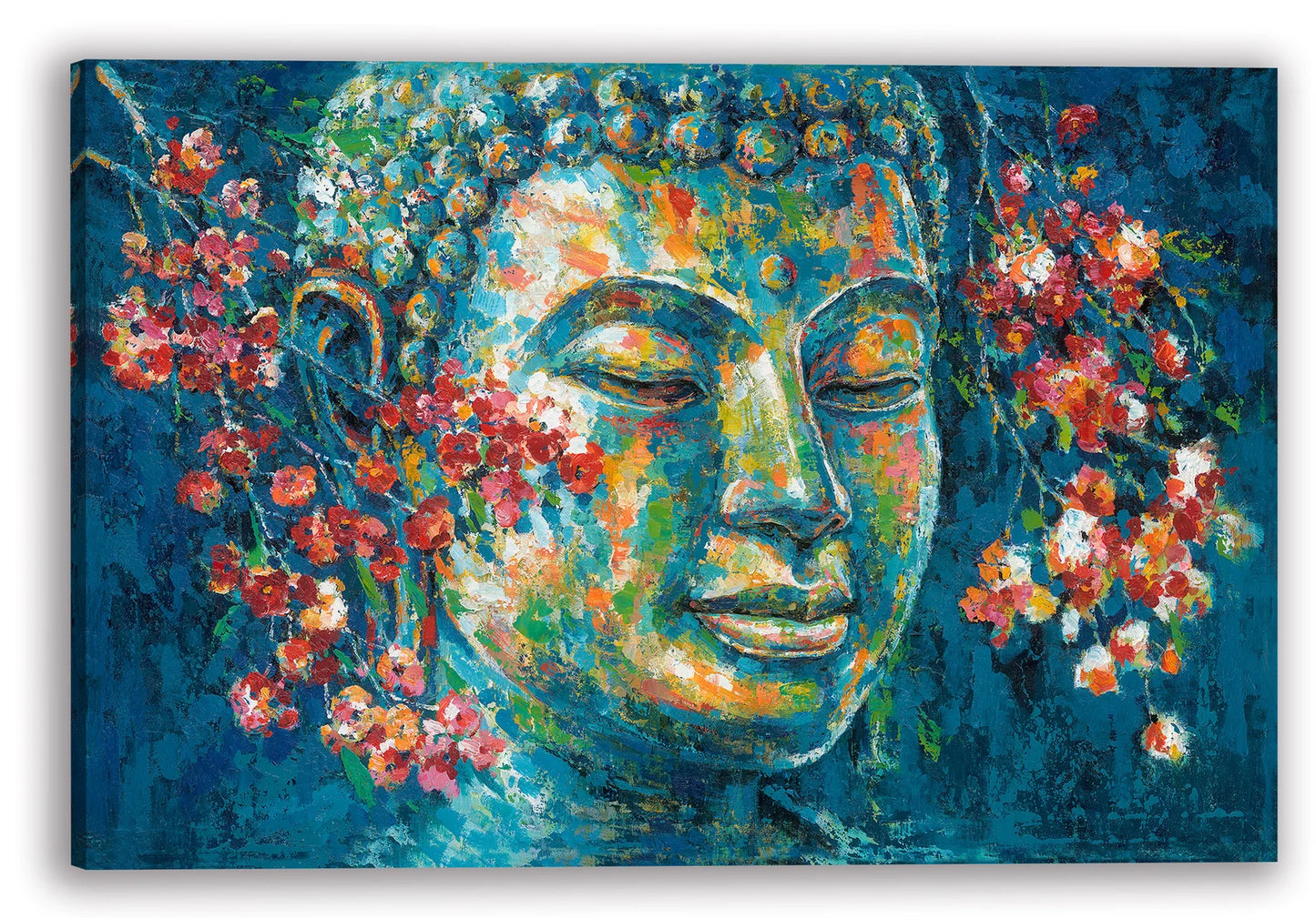 Original Design Art "Buddha's Blossoms" Oil Painting Prints | Canvas Wall Art for Living Room, Bedroom, Office | Wrapped Canvas Painting