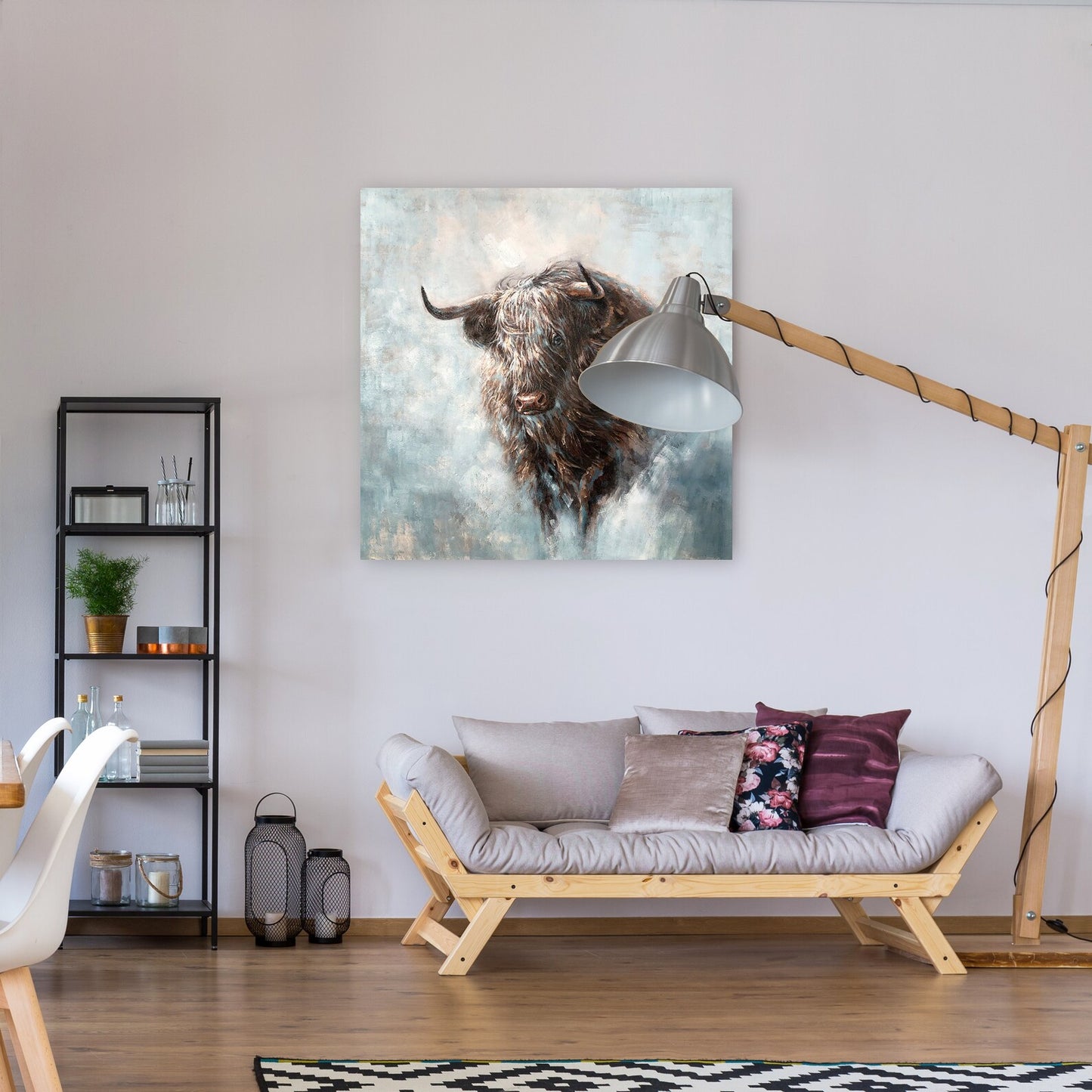 Hand-painted "American yak In the wind" original art, Canvas wall art for living room, bedroom, office - Wrapped Canvas Painting