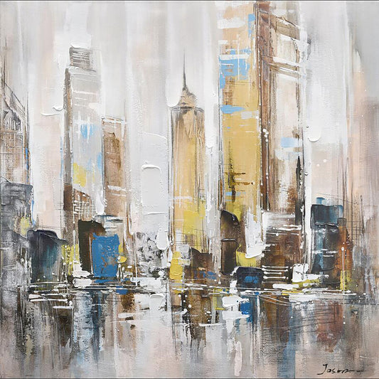 Hand-painted "Splendid city" oil painting original art, Canvas Wall art for living room, bedroom, office - Wrapped Canvas Painting