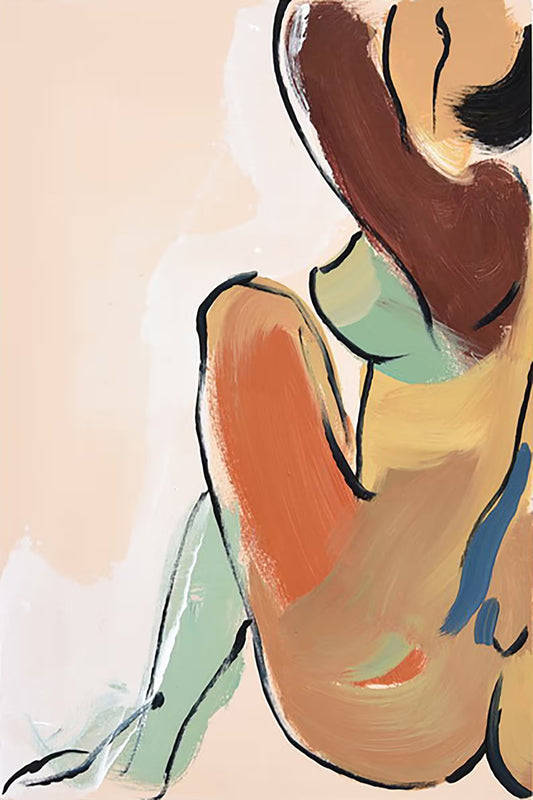 Hand-painted Art "Abstract woman nude" Modern Oil Painting, Wall art for living room, bedroom, office - Wrapped Canvas Painting
