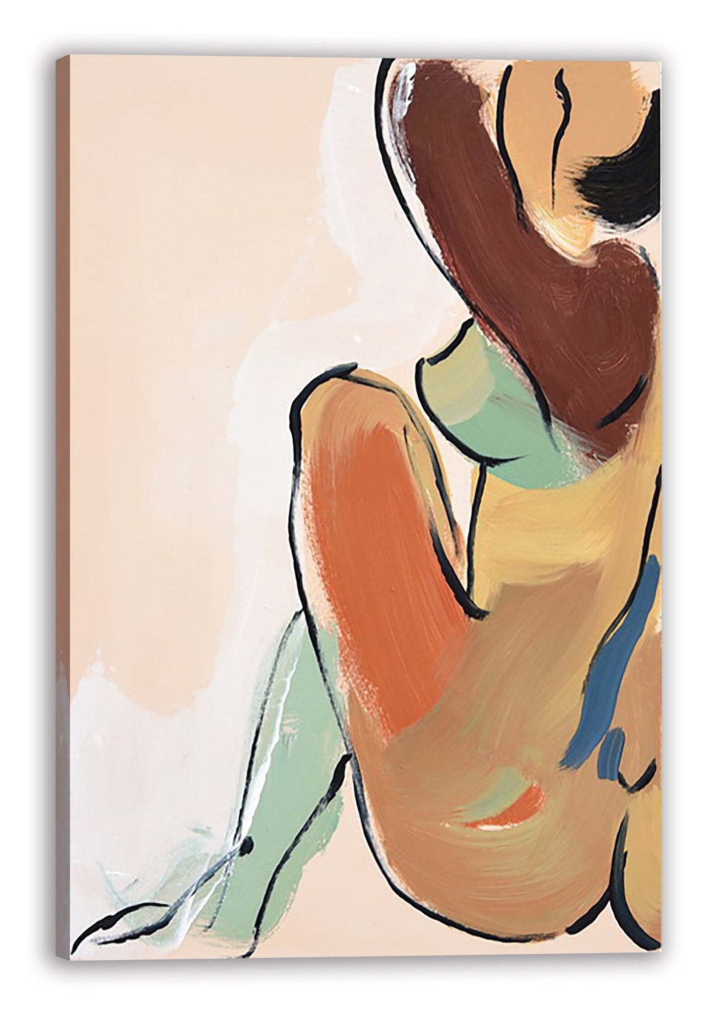 Hand-painted Art "Abstract woman nude" Modern Oil Painting, Wall art for living room, bedroom, office - Wrapped Canvas Painting