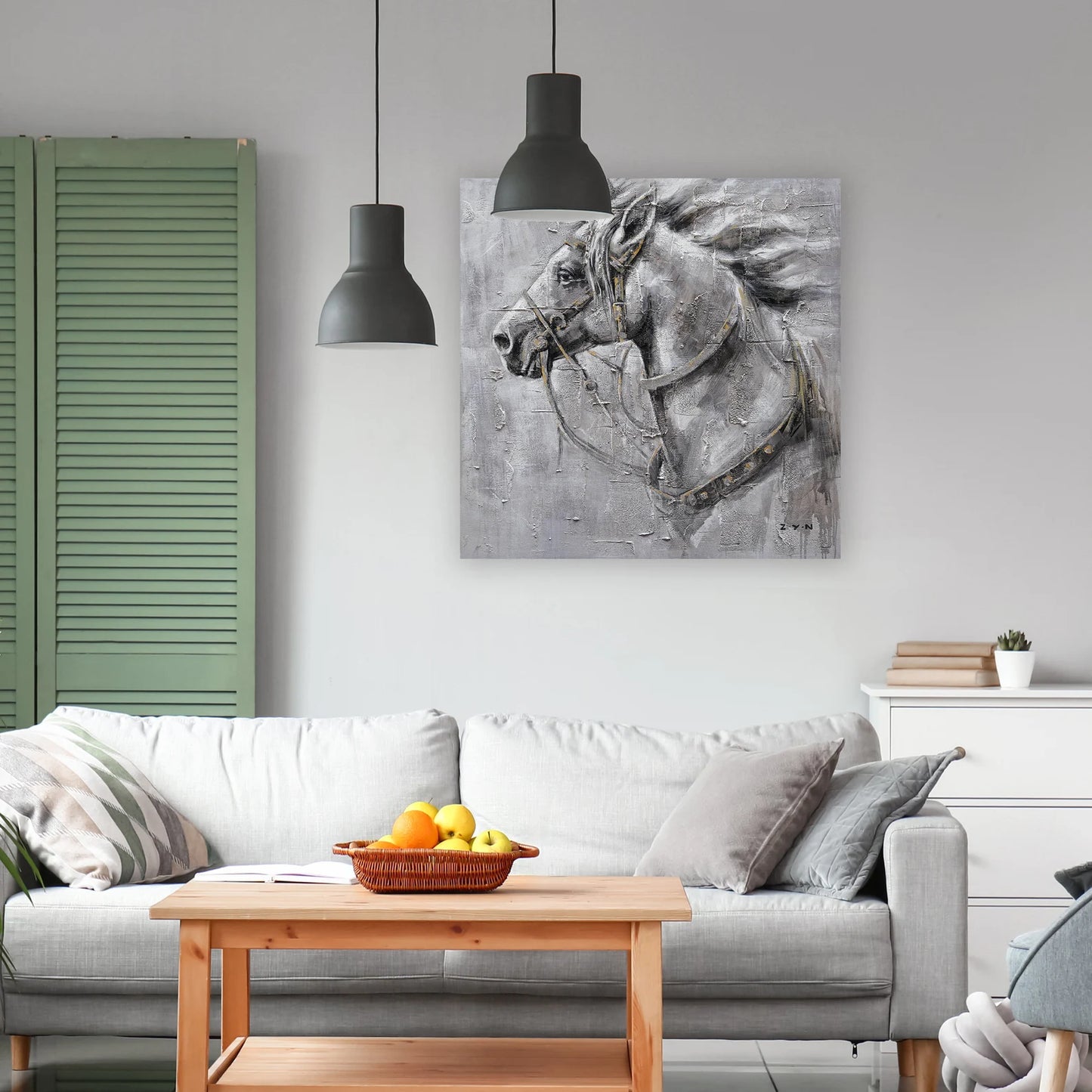 Hand-painted Art "Brave horse" Oil painting original, Canvas Wall art for living room, bedroom, office - Wrapped Canvas Painting