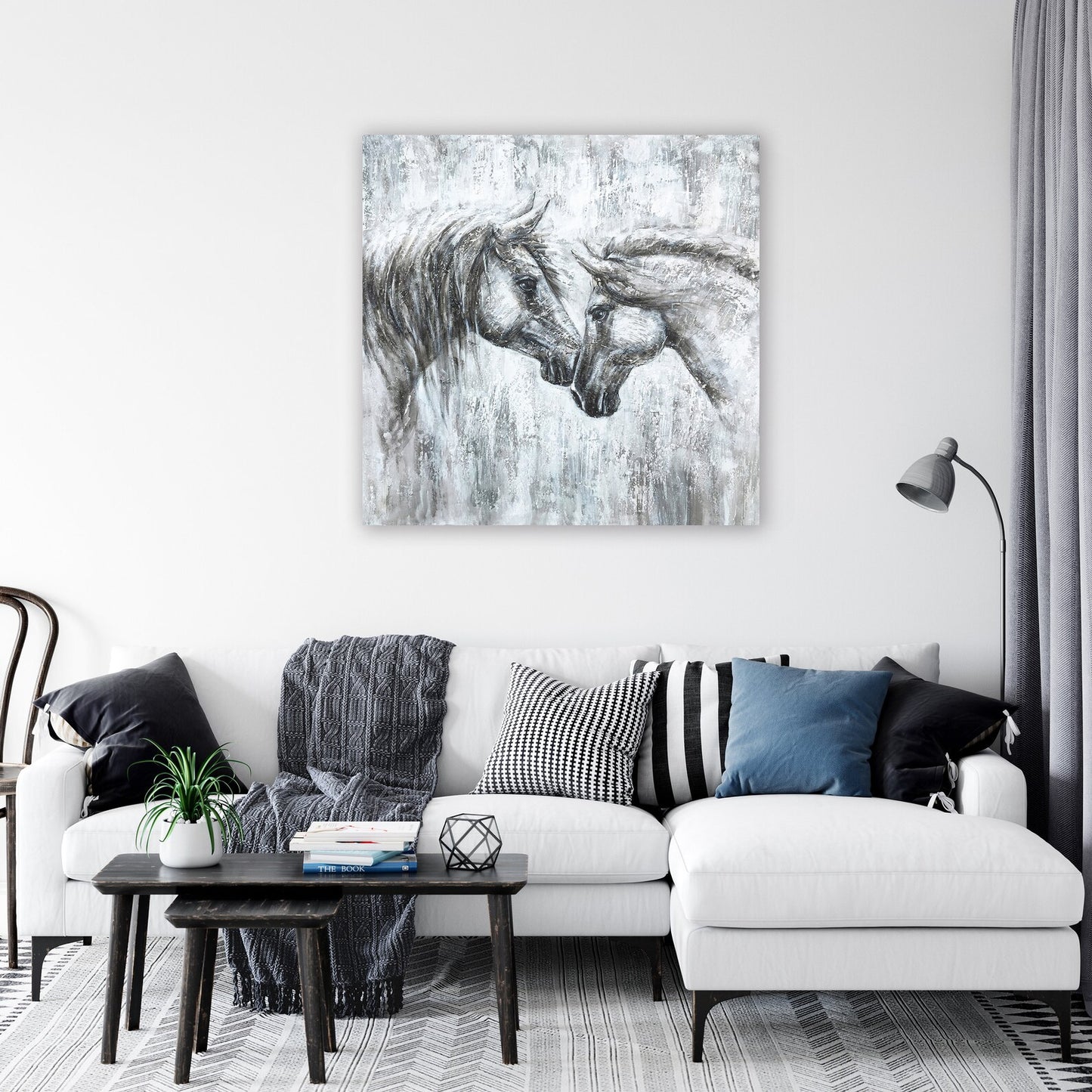 Hand-painted Art "A Romantic Encounter" Oil painting original, Canvas Wall art for living room, bedroom, office - Wrapped Canvas Painting