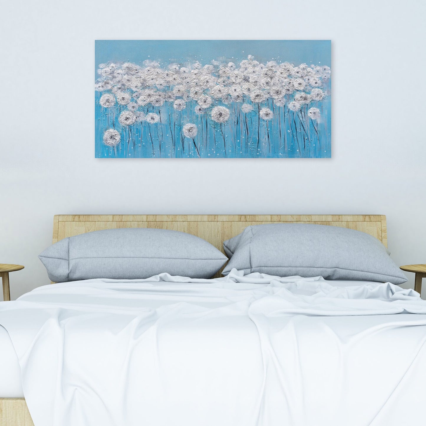 Hand-painted "Dandelion Flower Memory" painting original art, Canvas Wall art for living room, bedroom, office - Wrapped Canvas Painting