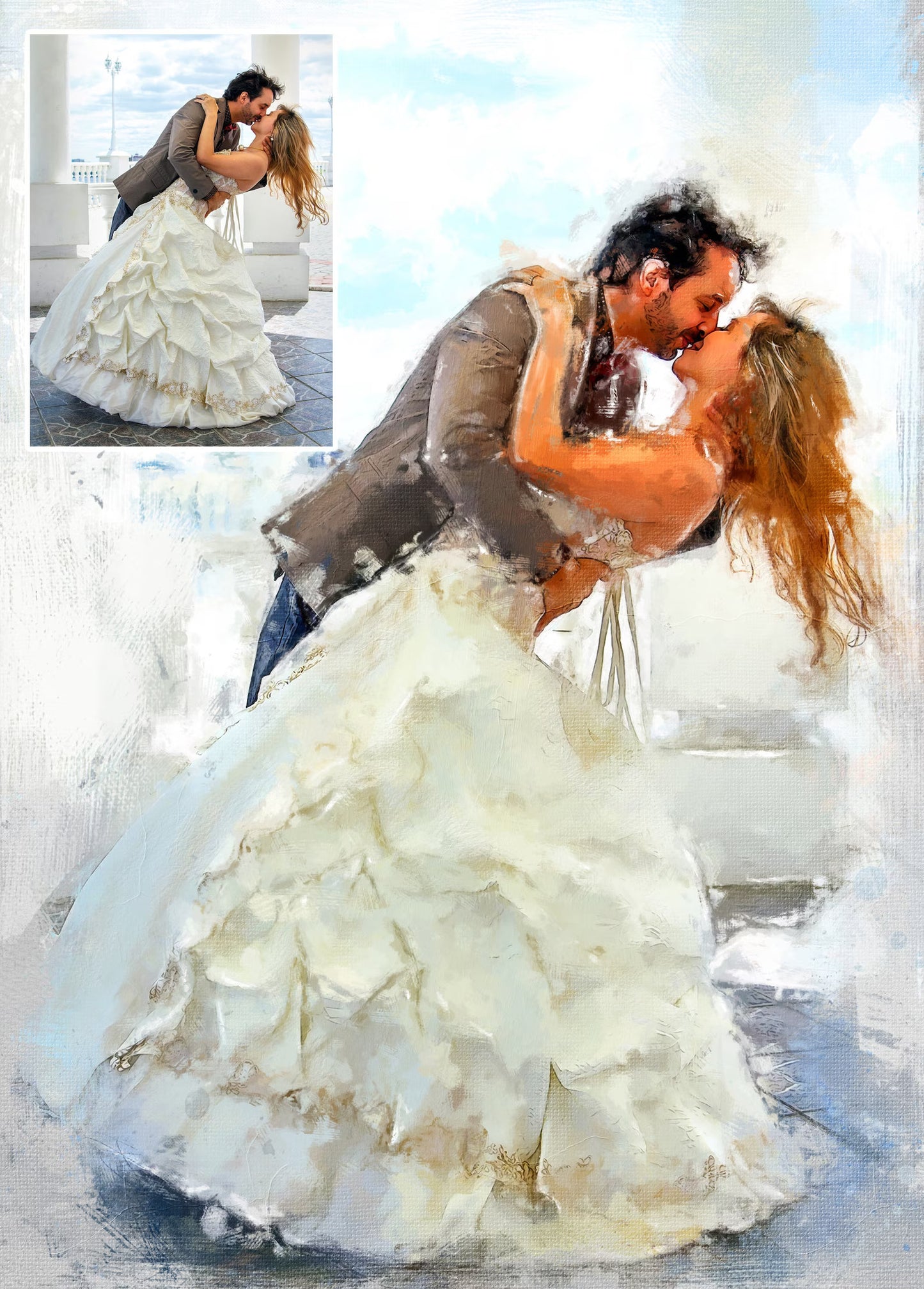 Painting From Photo, Personalized Custom Couple Portrait From Photo, Digital Oil Painting Print On Canvas, Wedding, Anniversary