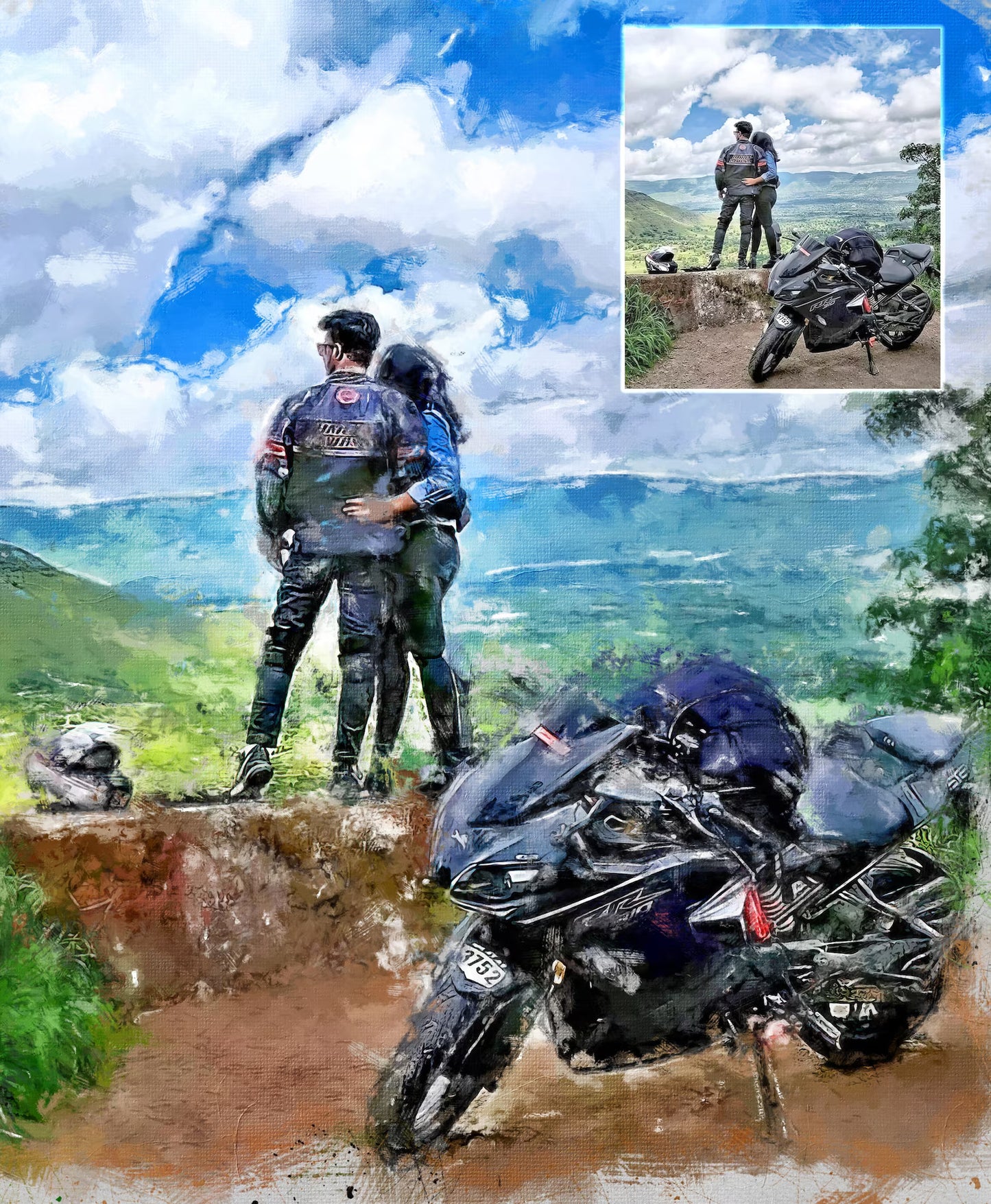 Painting From Photo, Personalized Custom Couple Portrait From Photo, Digital Oil Painting Print On Canvas, Wedding, Anniversary