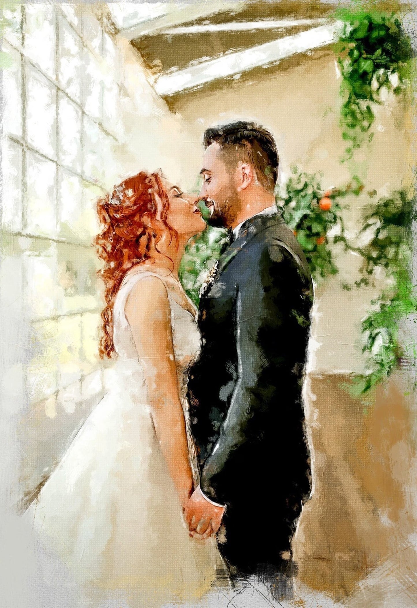 Painting From Photo, Personalized Custom Couple Portrait From Photo, Digital Oil Painting Print On Canvas, Wedding, Anniversary