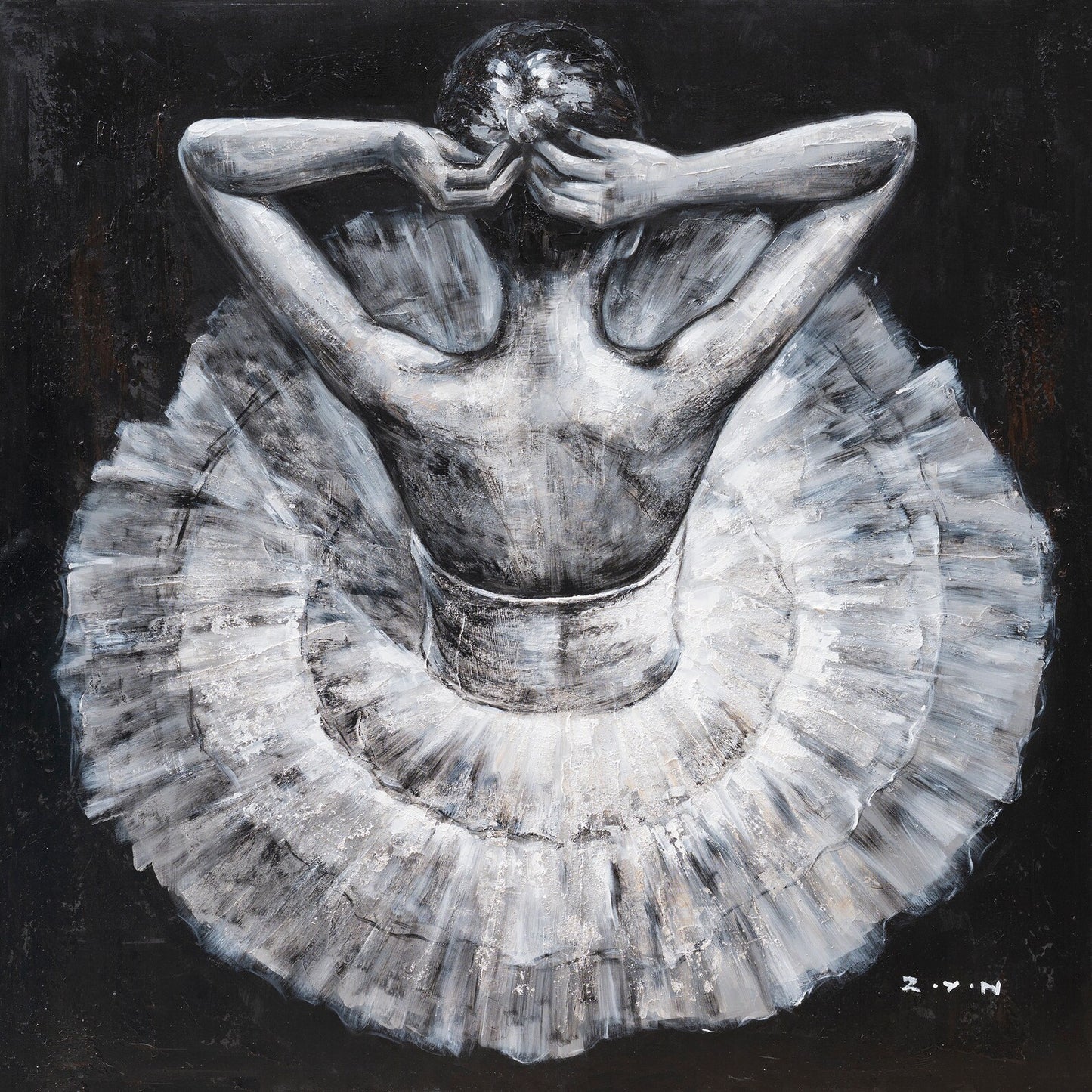 Modern Abstract Hand-Painted Gallery Art “Ballet Girl ” Wall Art for Living Room, Bedroom, and Office - Wrapped Canvas Painting