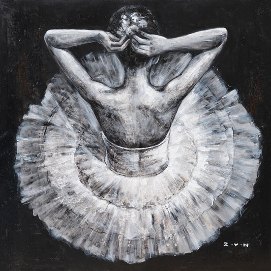 Modern Abstract Hand-Painted Gallery Art “Ballet Girl ” Wall Art for Living Room, Bedroom, and Office - Wrapped Canvas Painting