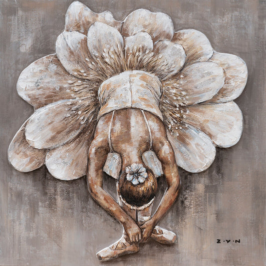 Wall art for the living room, bedroom, or office, "Flower Ballet girl" hand-painted gallery art, wrapped canvas painting