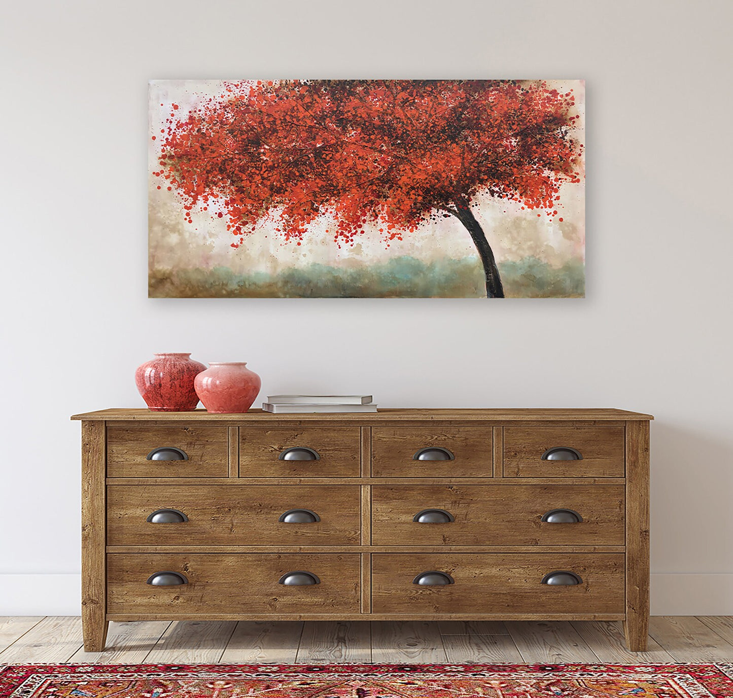 Abstract art "Ethereal Maple" Hand-painted Oil painting original, Wall art for living room, bedroom, office - Wrapped Canvas Painting