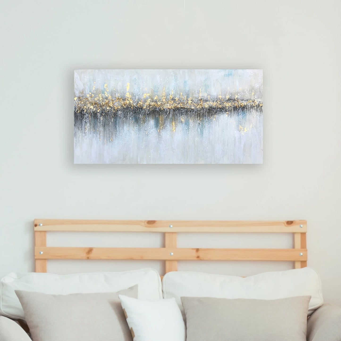Hand-painted on canvas original art "Abstract Glowing From Afar" - Wrapped Canvas Painting, wall art for living room, bedroom